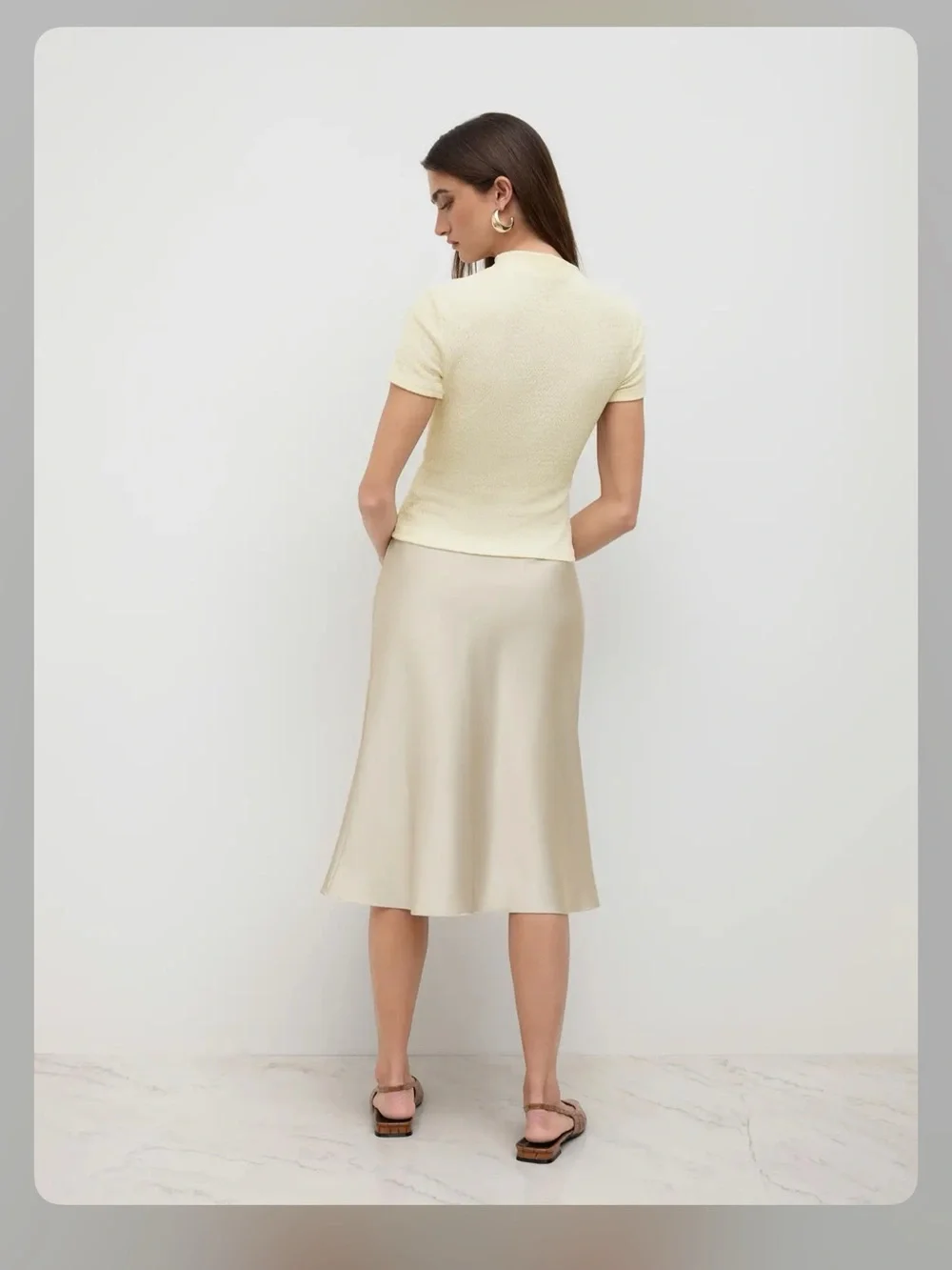 SATIN HIGH RISE RUFFLE MIDI SKIRT M WC8-42